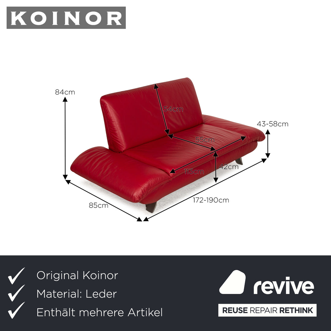 Koinor Rossini Leder Sofa Garnitur Rot Dreisitzer Zweisitzer Couch manuelle Funktion