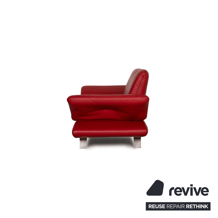 Koinor Rossini Leder Sofa Garnitur Rot Dreisitzer Zweisitzer Hocker
