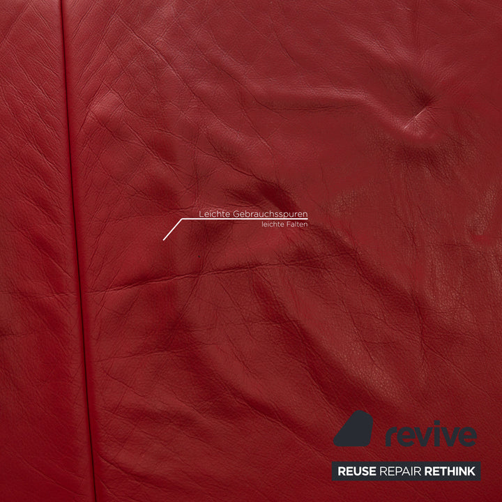 Koinor Rossini Leather Sofa Set Red Three Seater Two Seater Pouf