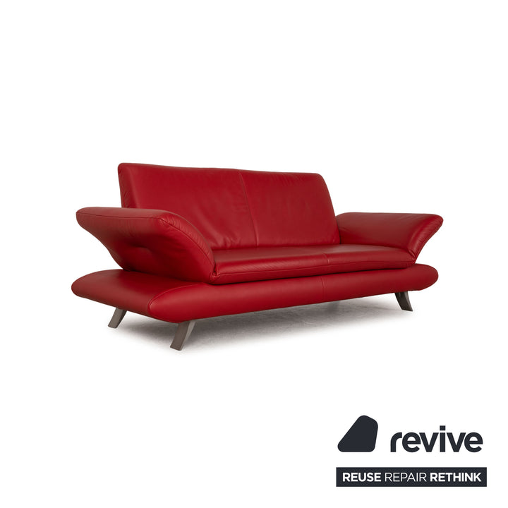 Koinor Rossini Leder Sofa Garnitur Rot Dreisitzer Zweisitzer Hocker