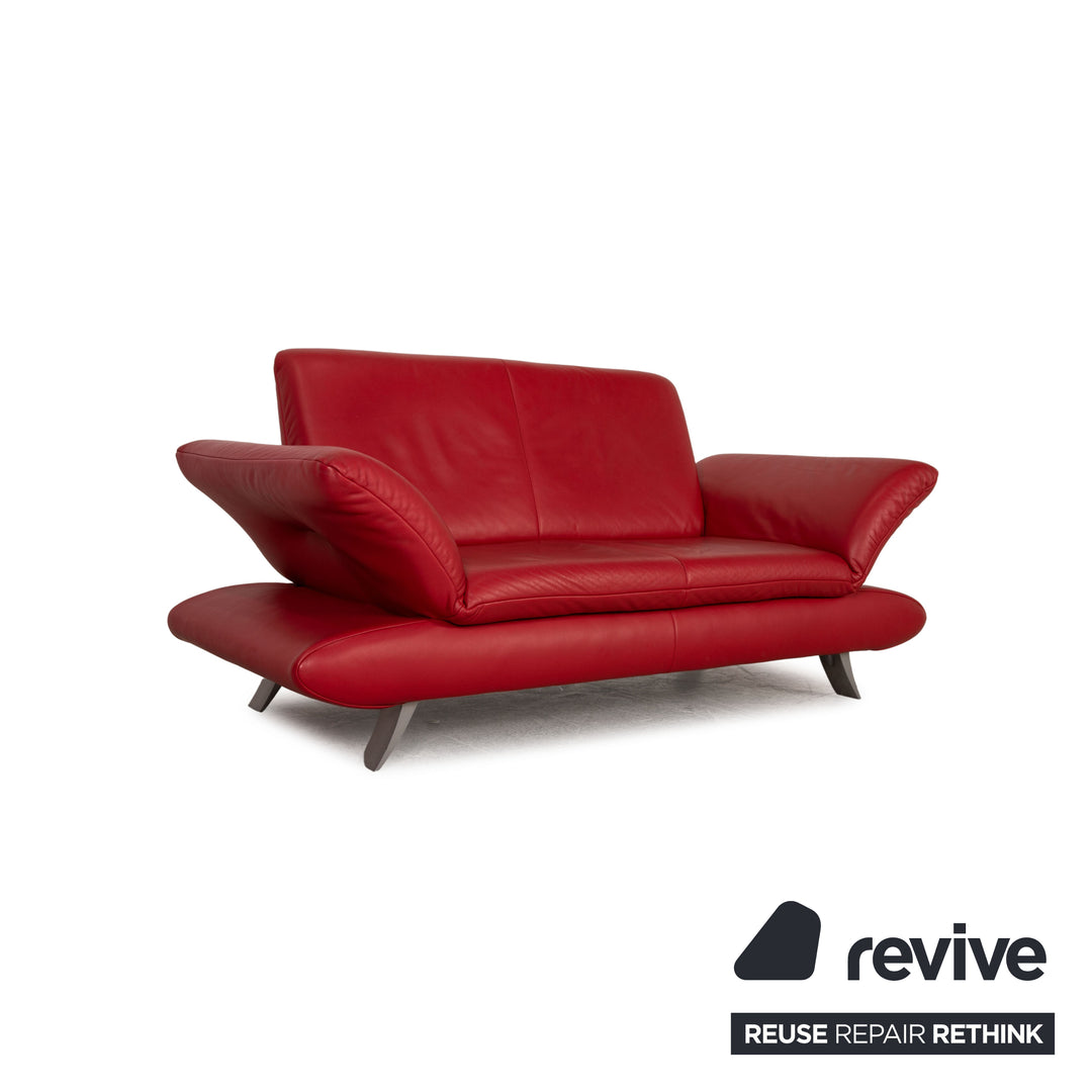 Koinor Rossini Leder Sofa Garnitur Rot Dreisitzer Zweisitzer Hocker