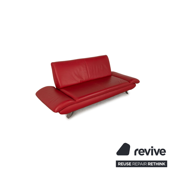 Koinor Rossini Leder Sofa Garnitur Rot Dreisitzer Zweisitzer Hocker