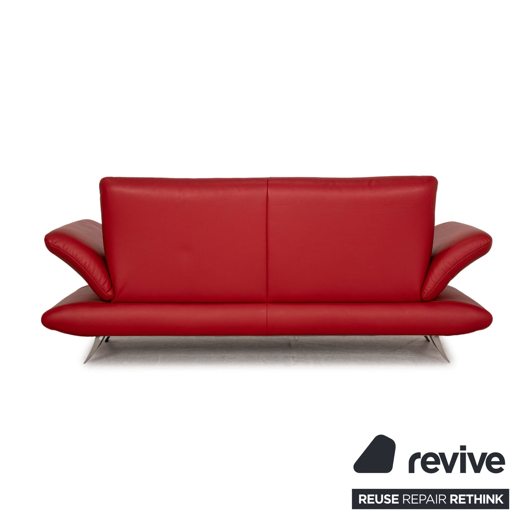Koinor Rossini Leder Sofa Garnitur Rot Dreisitzer Zweisitzer Hocker