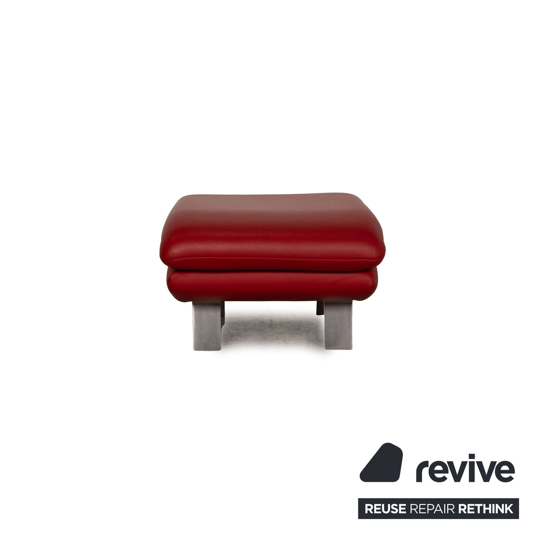 Koinor Rossini Leder Sofa Garnitur Rot Dreisitzer Zweisitzer Hocker