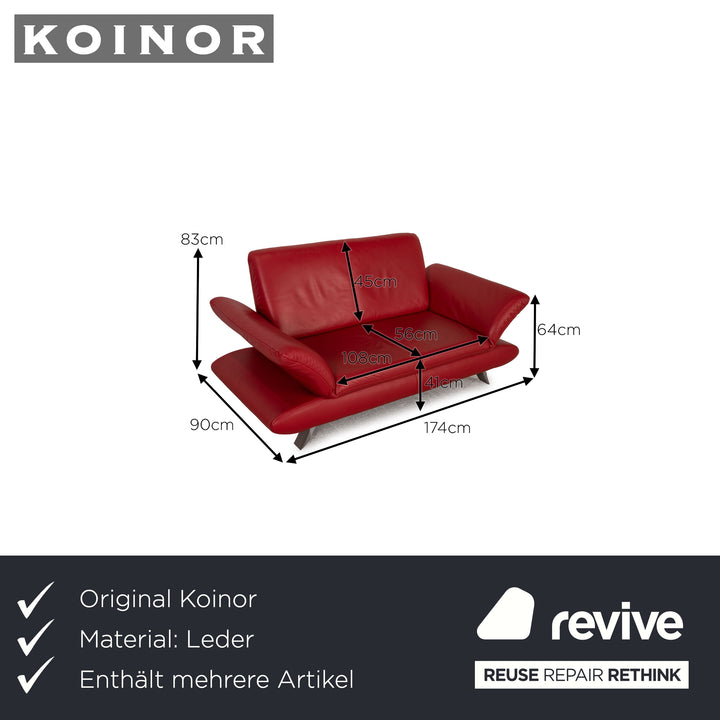 Koinor Rossini Leder Sofa Garnitur Rot Dreisitzer Zweisitzer Hocker