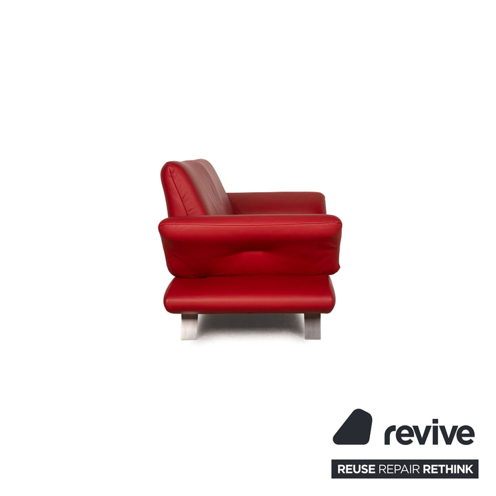 Koinor Rossini Leder Sofa Garnitur Rot Dreisitzer Zweisitzer Hocker