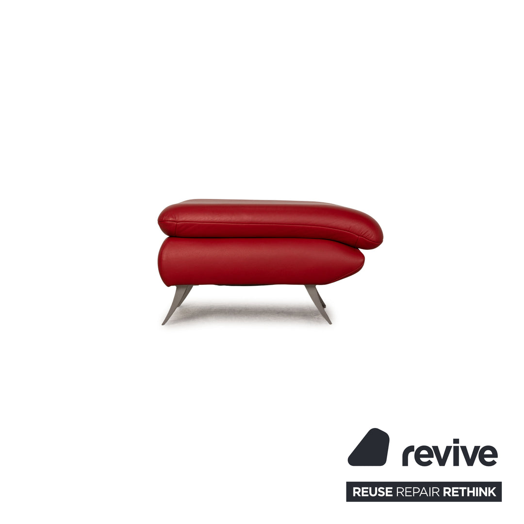 Koinor Rossini Leder Sofa Garnitur Rot Dreisitzer Zweisitzer Hocker
