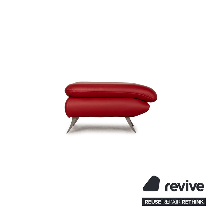 Koinor Rossini Leder Sofa Garnitur Rot Dreisitzer Zweisitzer Hocker