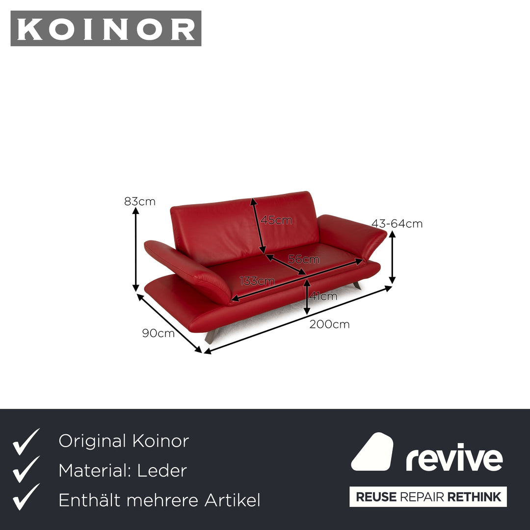 Koinor Rossini Leder Sofa Garnitur Rot Dreisitzer Zweisitzer Hocker