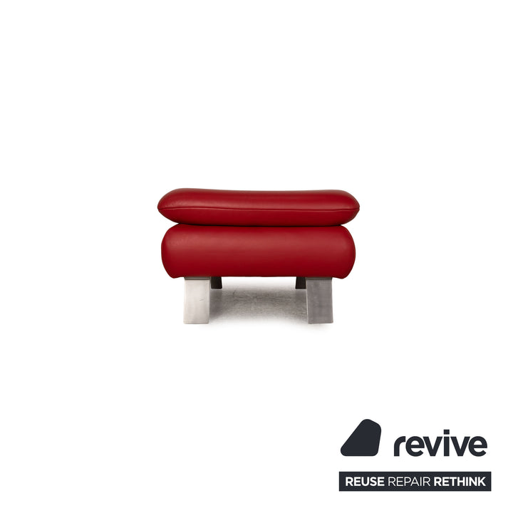 Koinor Rossini Leder Sofa Garnitur Rot Dreisitzer Zweisitzer Hocker