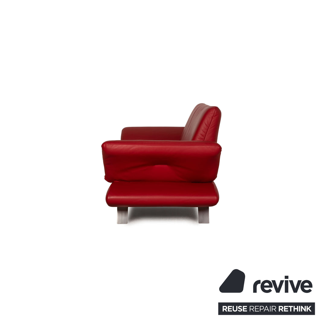 Koinor Rossini Leder Sofa Garnitur Rot Dreisitzer Zweisitzer Hocker