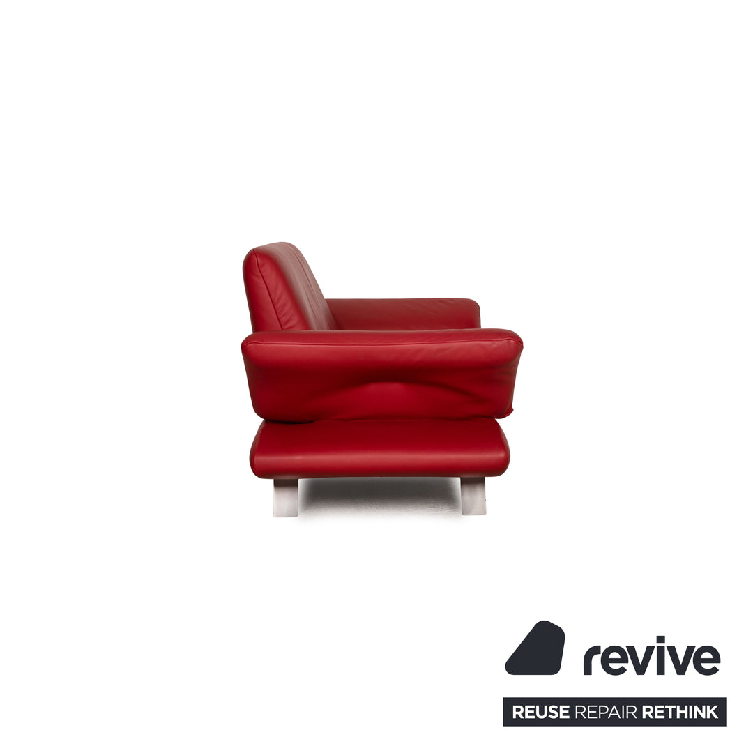 Koinor Rossini Leder Sofa Garnitur Rot Dreisitzer Zweisitzer Hocker
