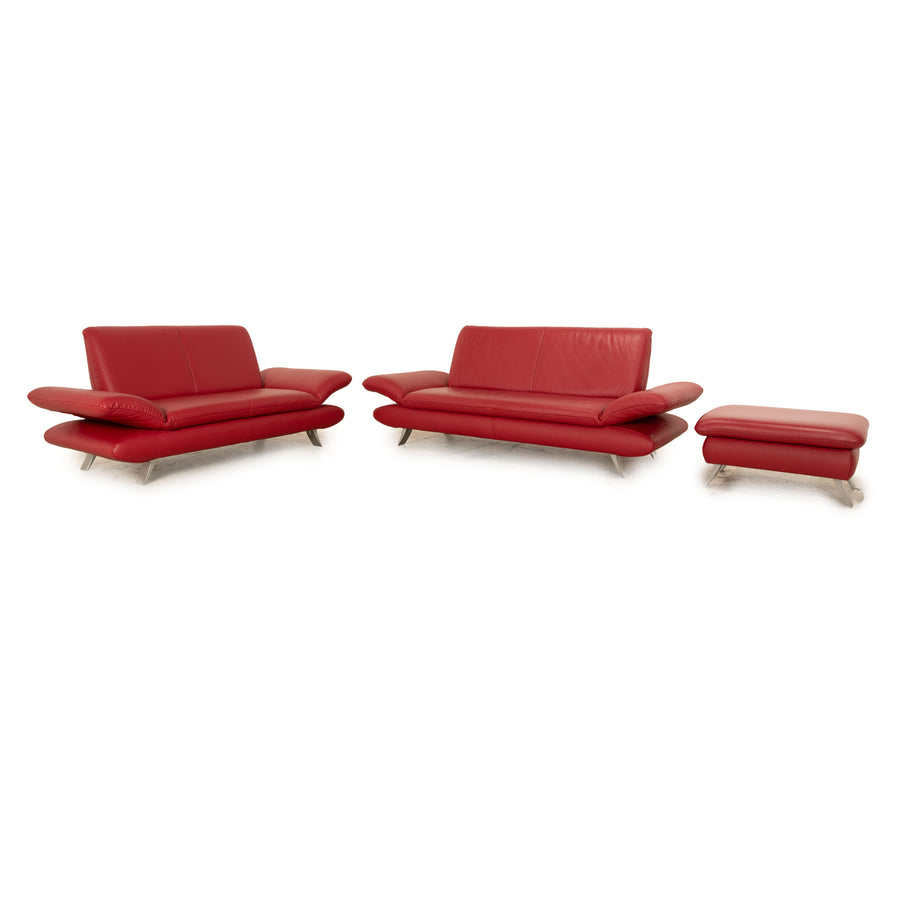 Koinor Rossini Leder Sofa Garnitur Rot Sessel Zweisitzer manuelle Funktion Sofa Couch