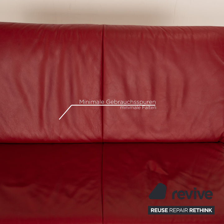 Koinor Rossini Leder Sofa Garnitur Rot Zweisitzer Hocker manuelle Funktion