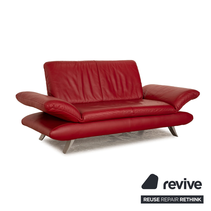 Koinor Rossini Leder Sofa Garnitur Rot Zweisitzer Hocker manuelle Funktion