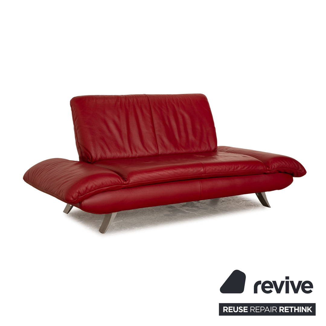 Koinor Rossini Leder Sofa Garnitur Rot Zweisitzer Hocker manuelle Funktion