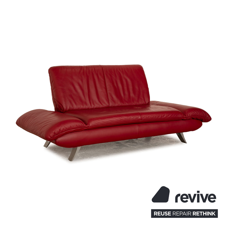 Koinor Rossini Leder Sofa Garnitur Rot Zweisitzer Hocker manuelle Funktion
