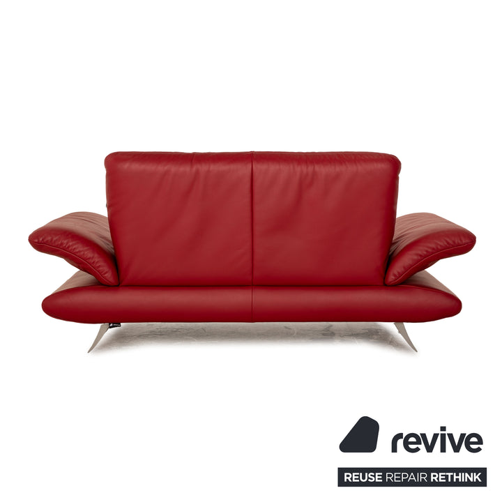 Koinor Rossini Leder Sofa Garnitur Rot Zweisitzer Hocker manuelle Funktion