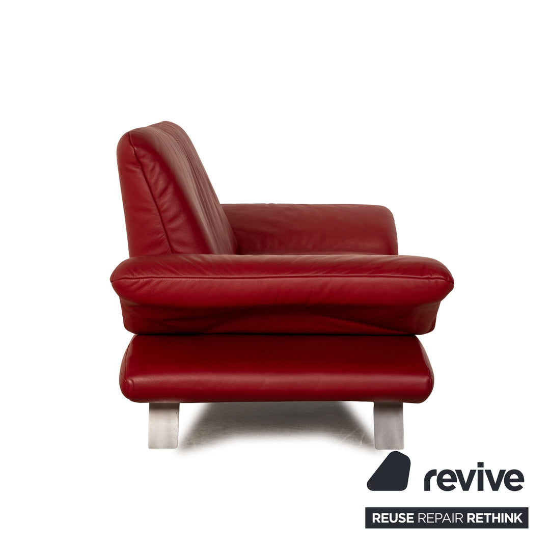 Koinor Rossini Leather Sofa Set Red Two Seater Stool Manual Function