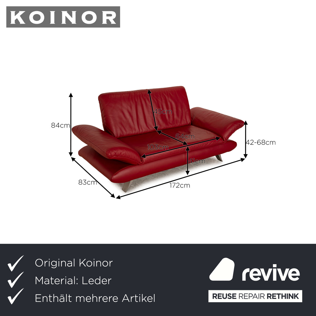 Koinor Rossini Leder Sofa Garnitur Rot Zweisitzer Hocker manuelle Funktion