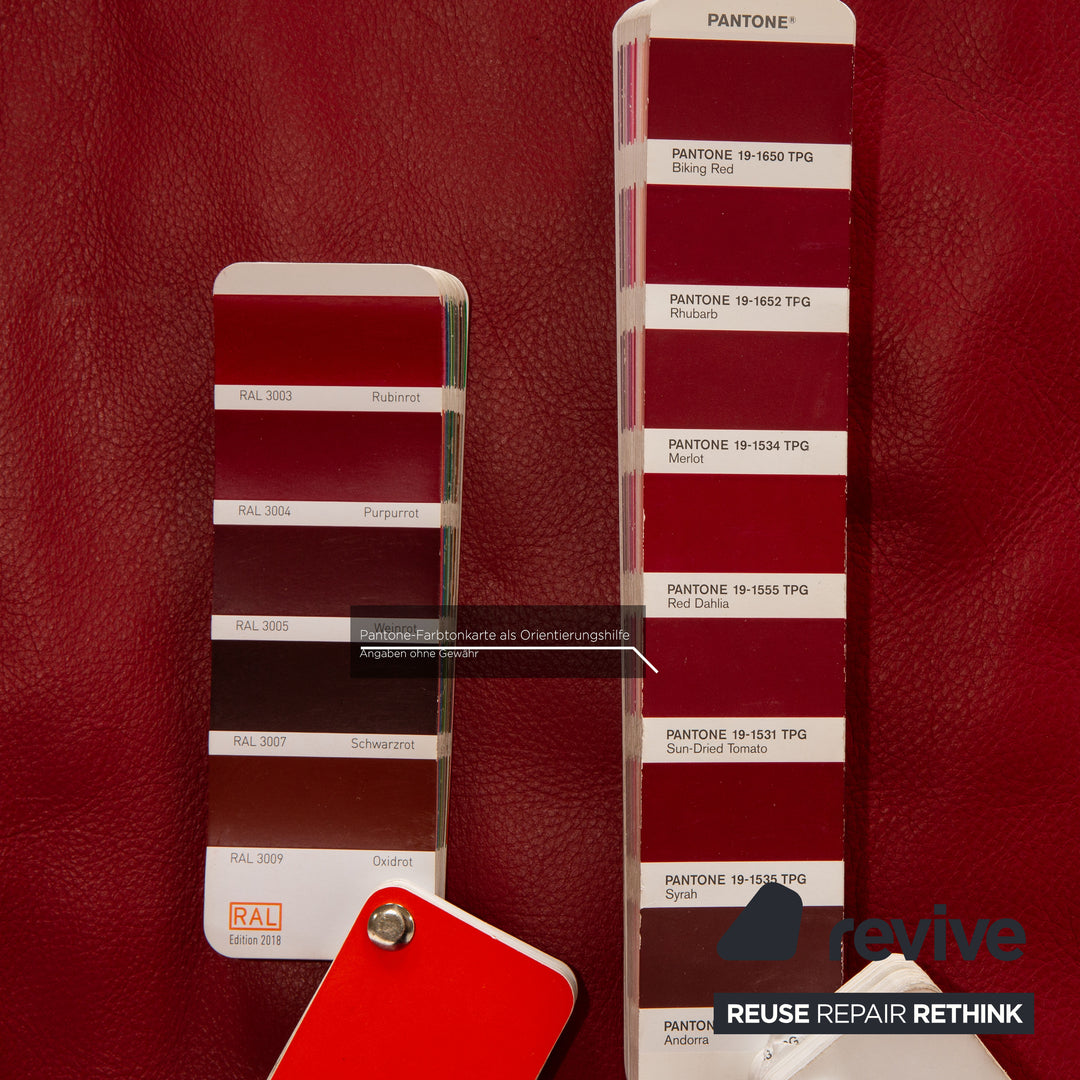 Koinor Rossini Leather Sofa Set Red Two Seater Stool Manual Function