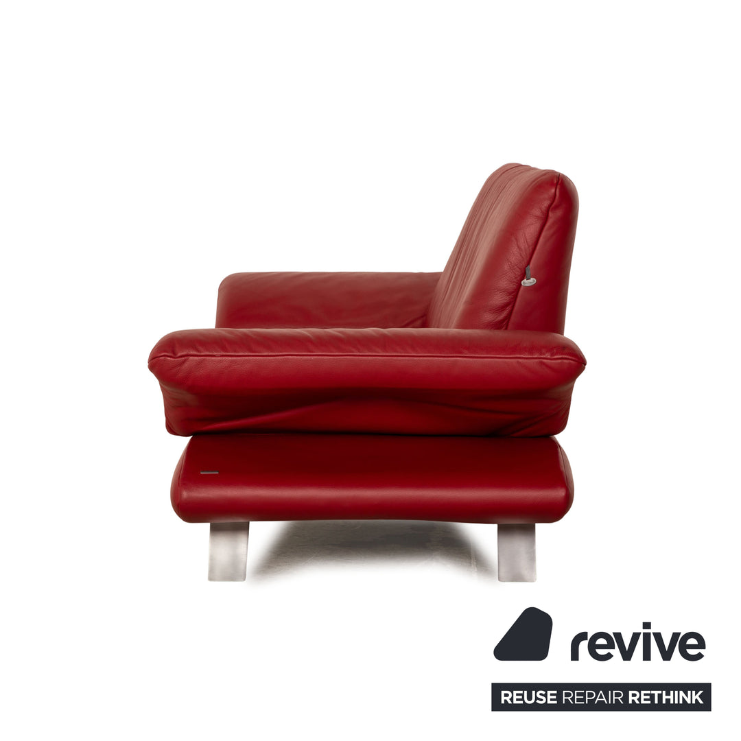 Koinor Rossini Leder Sofa Garnitur Rot Zweisitzer Hocker manuelle Funktion