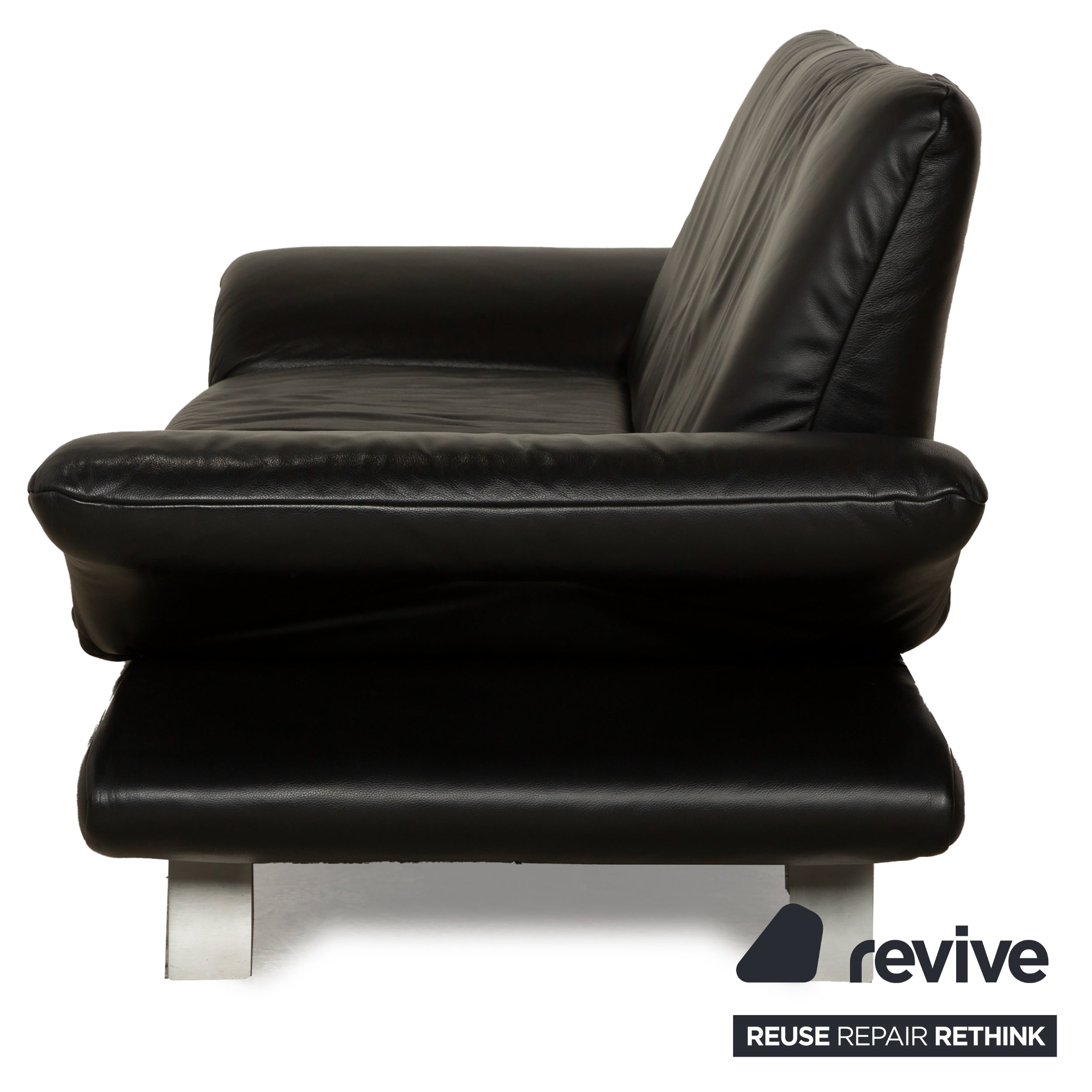 Koinor Rossini Leather Sofa Set Black Two-Seater Couch Function