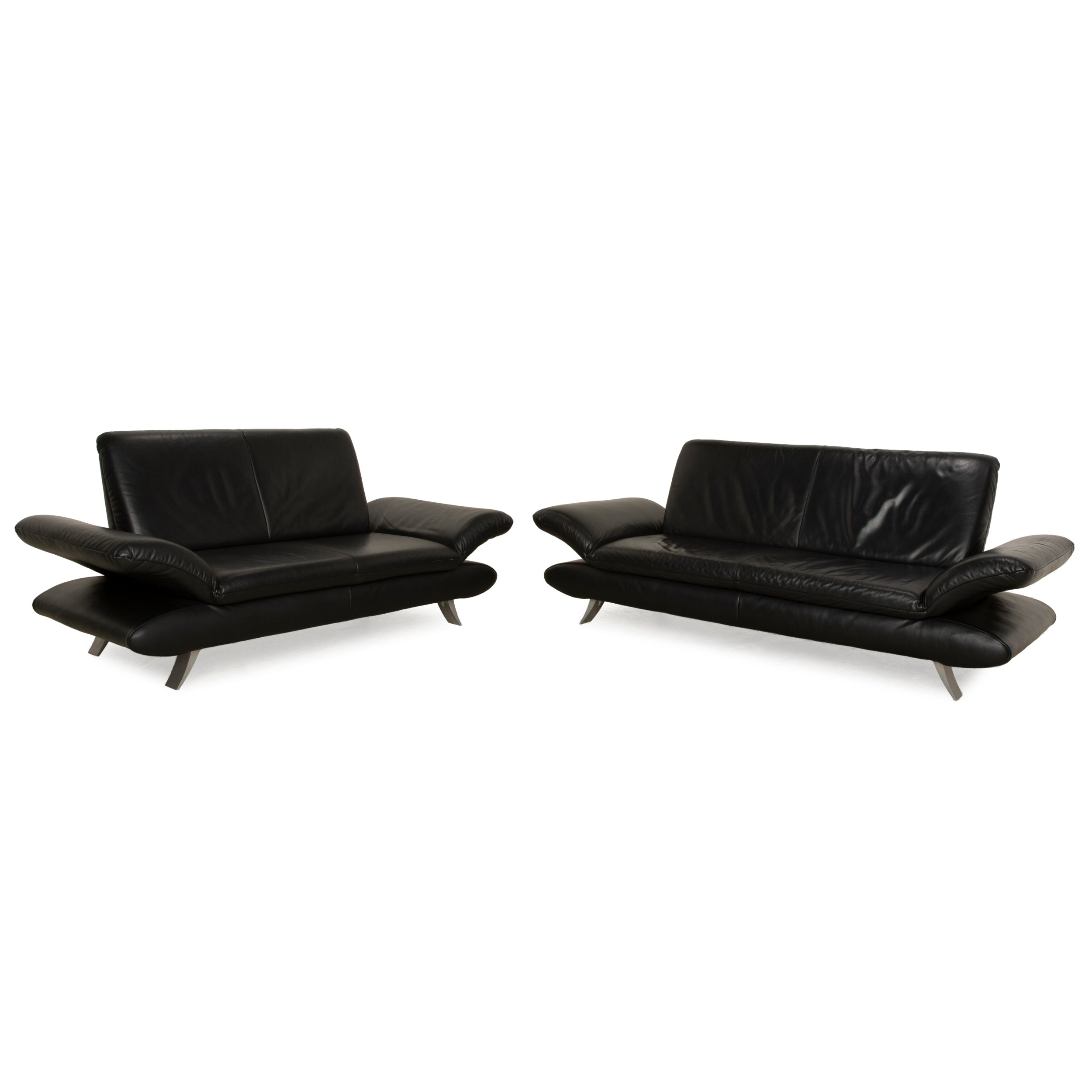 Koinor Rossini Leather Sofa Set Black Two-Seater Couch Function