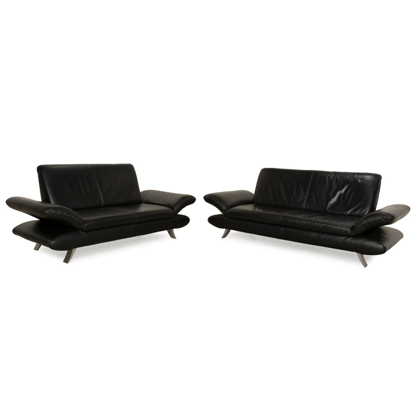 Koinor Rossini Leather Sofa Set Black Two-Seater Couch Function