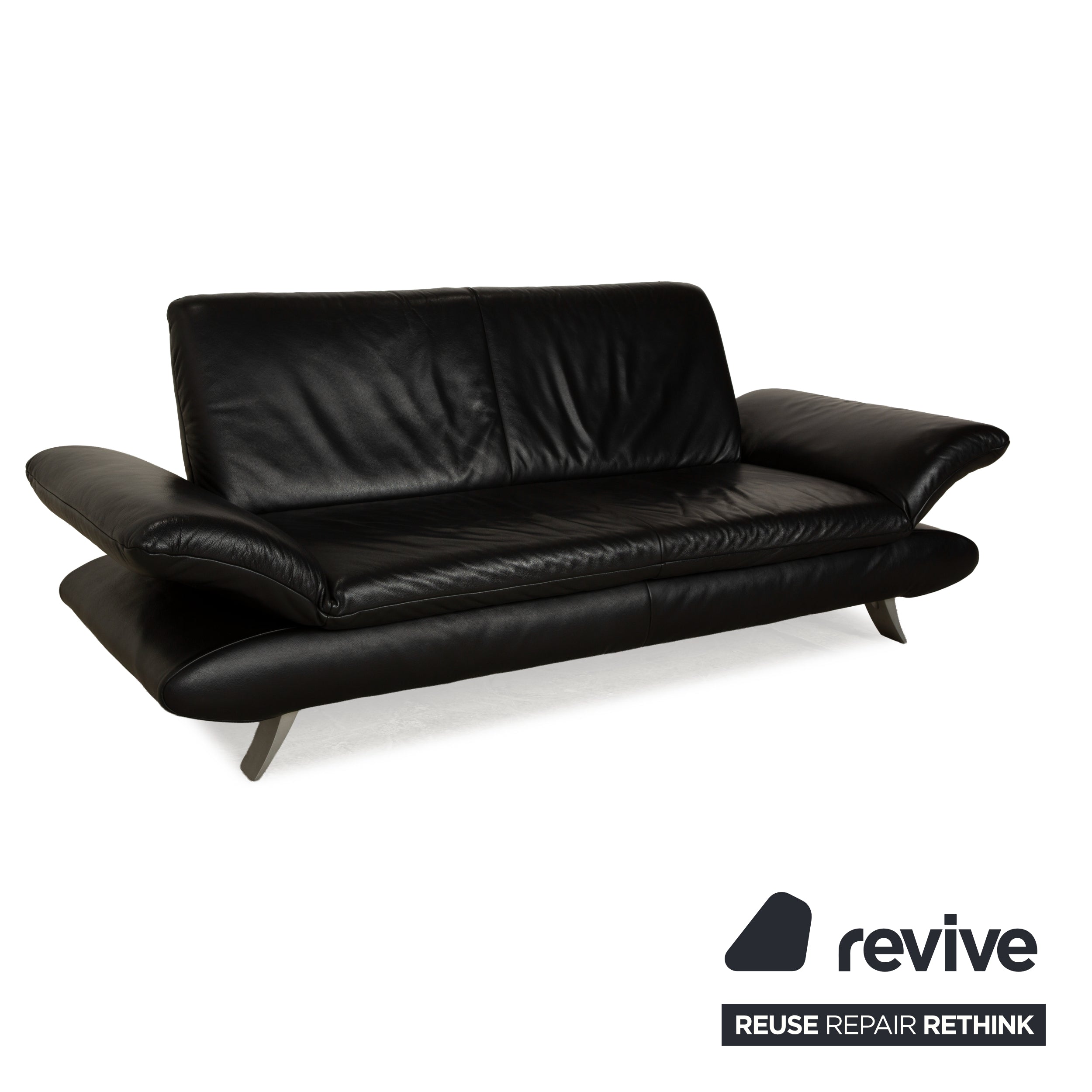 Koinor Rossini Leather Sofa Set Black Two-Seater Couch Function