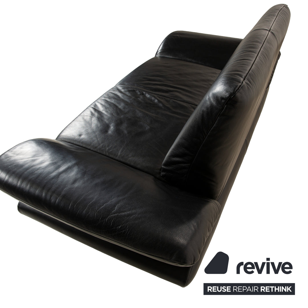 Koinor Rossini Leather Sofa Set Black Two-Seater Couch Function
