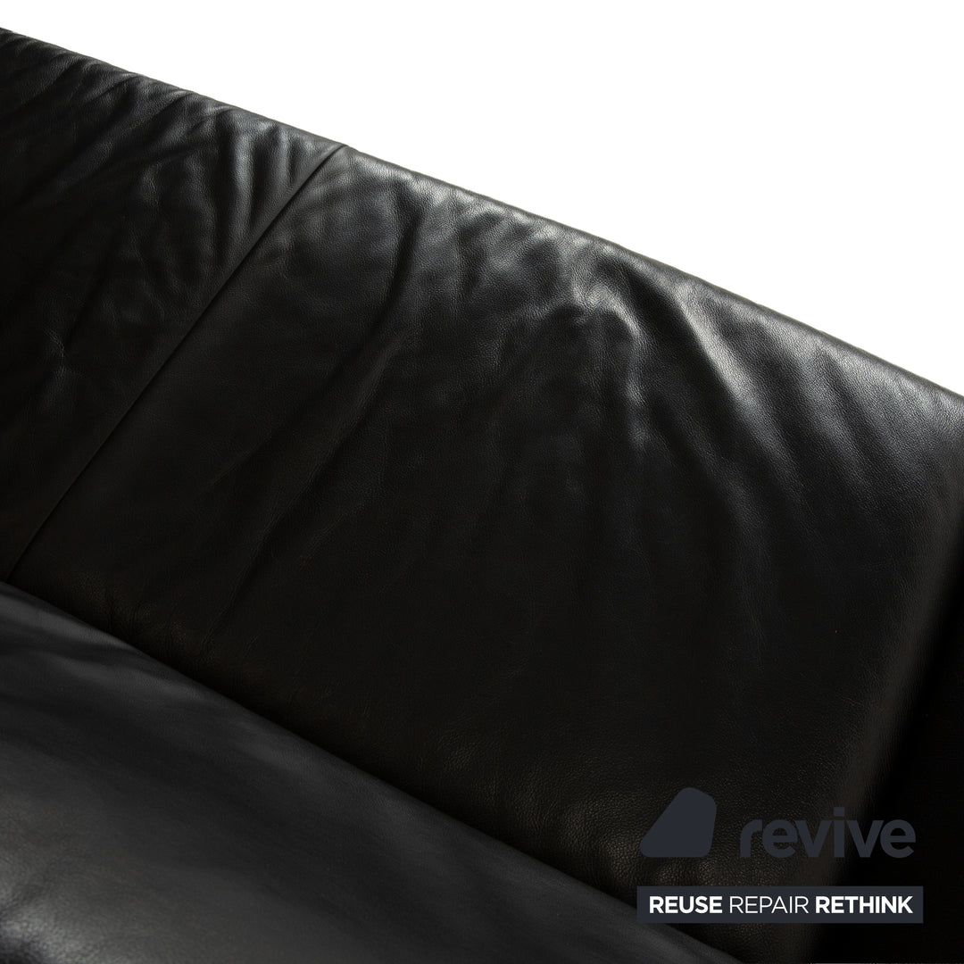 Koinor Rossini Leather Sofa Set Black Two-Seater Couch Function