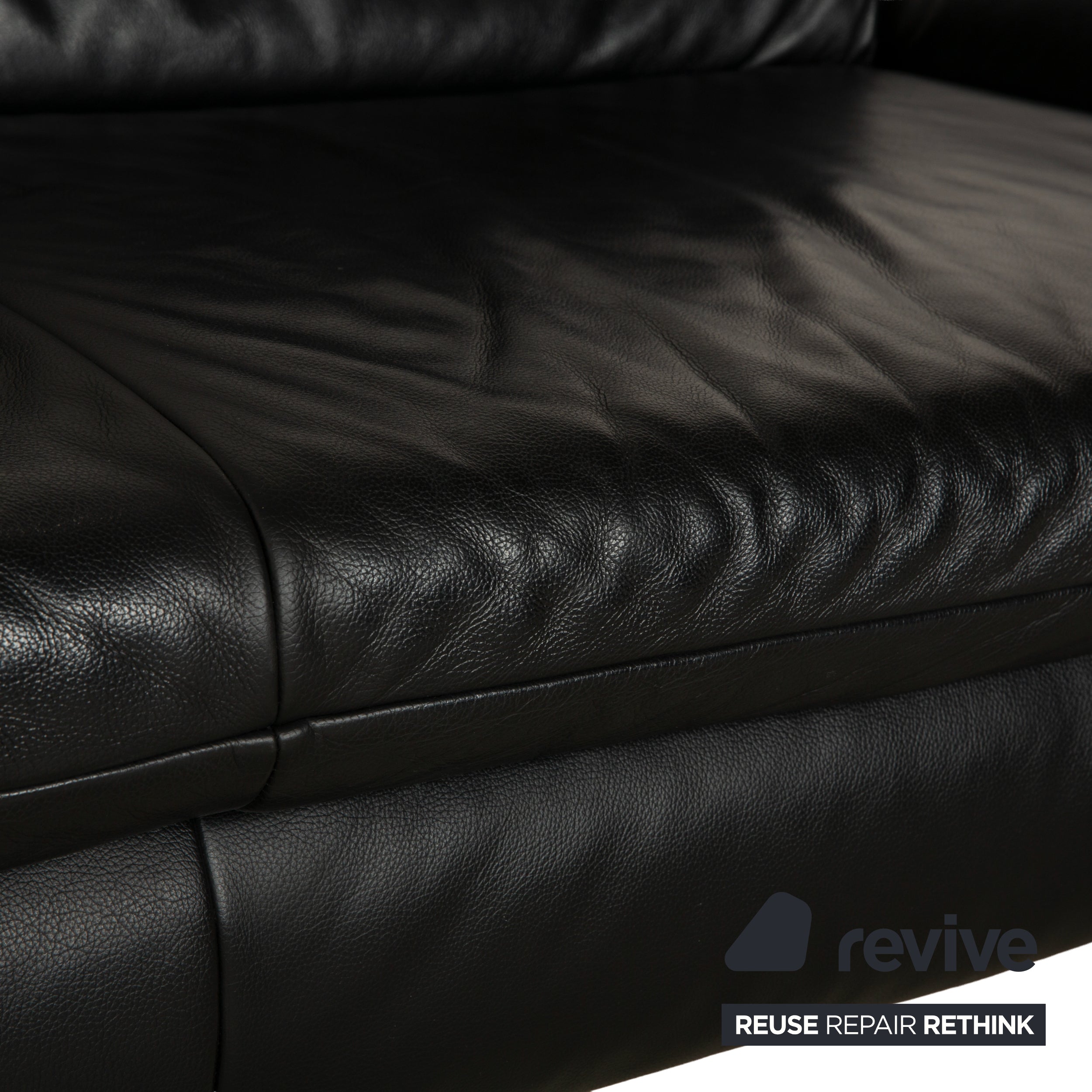 Koinor Rossini Leather Sofa Set Black Two-Seater Couch Function