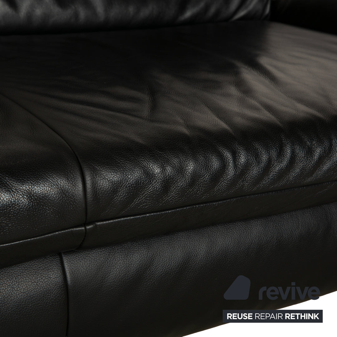 Koinor Rossini Leather Sofa Set Black Two-Seater Couch Function