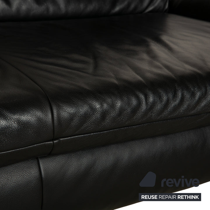 Koinor Rossini Leather Sofa Set Black Two-Seater Couch Function