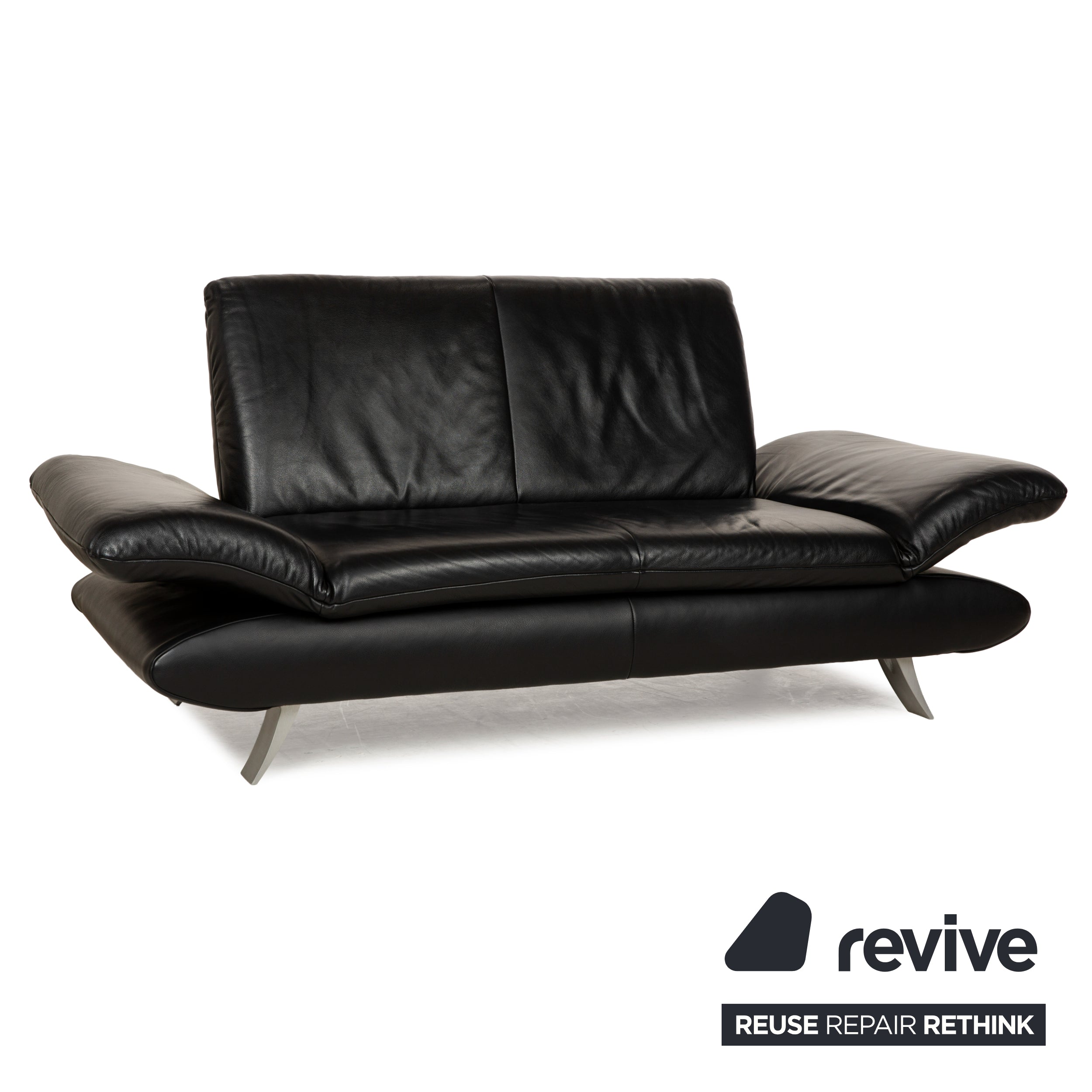 Koinor Rossini Leather Sofa Set Black Two-Seater Couch Function