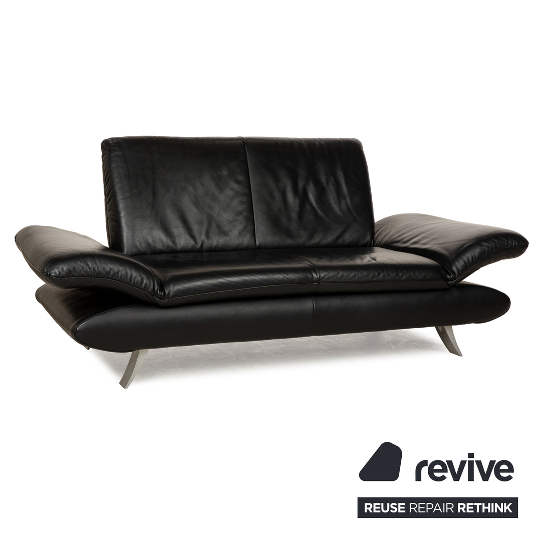 Koinor Rossini Leather Sofa Set Black Two-Seater Couch Function
