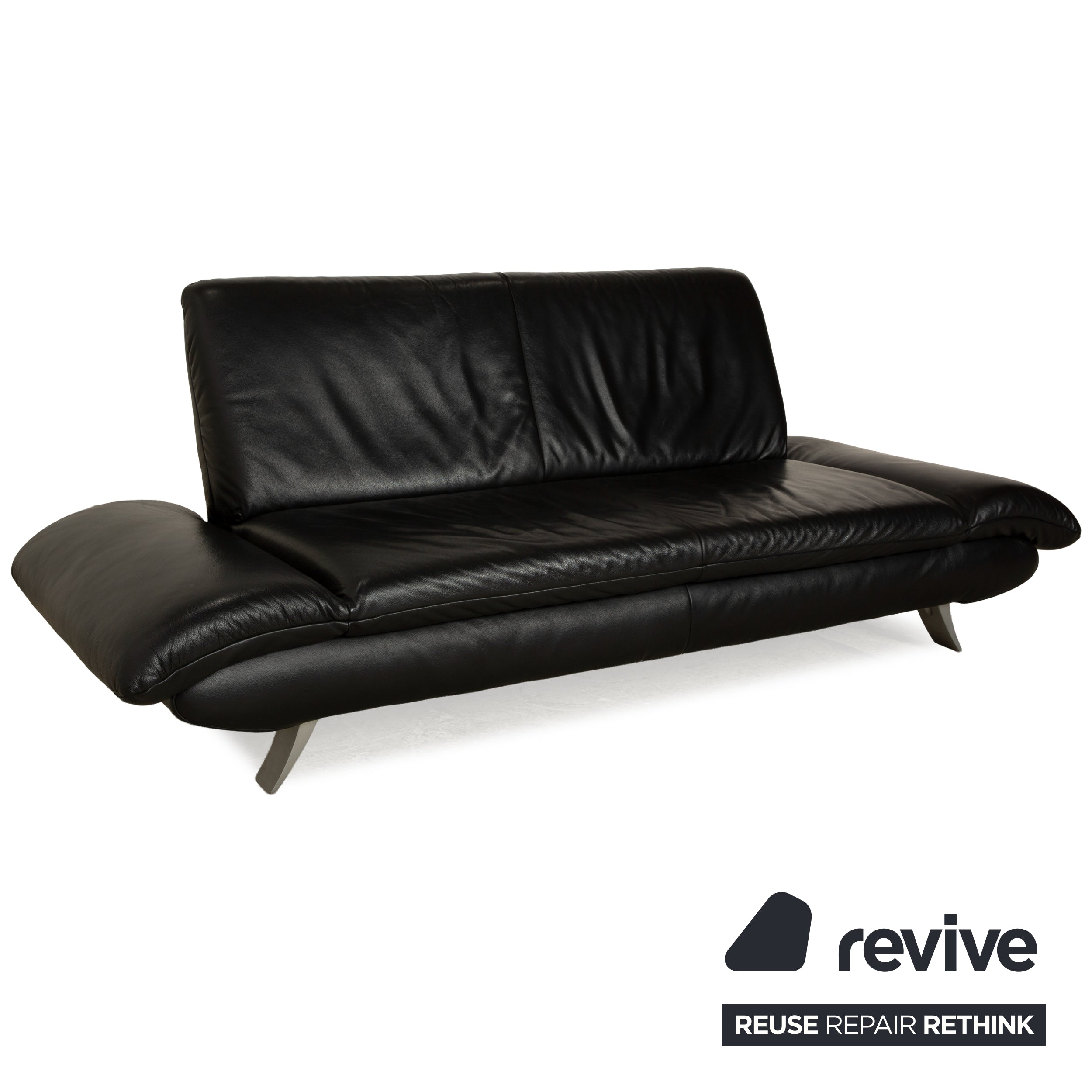 Koinor Rossini Leather Sofa Set Black Two-Seater Couch Function