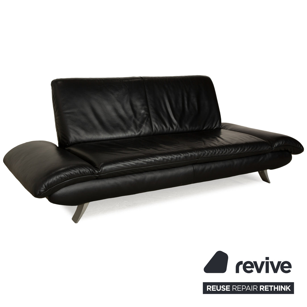 Koinor Rossini Leather Sofa Set Black Two-Seater Couch Function