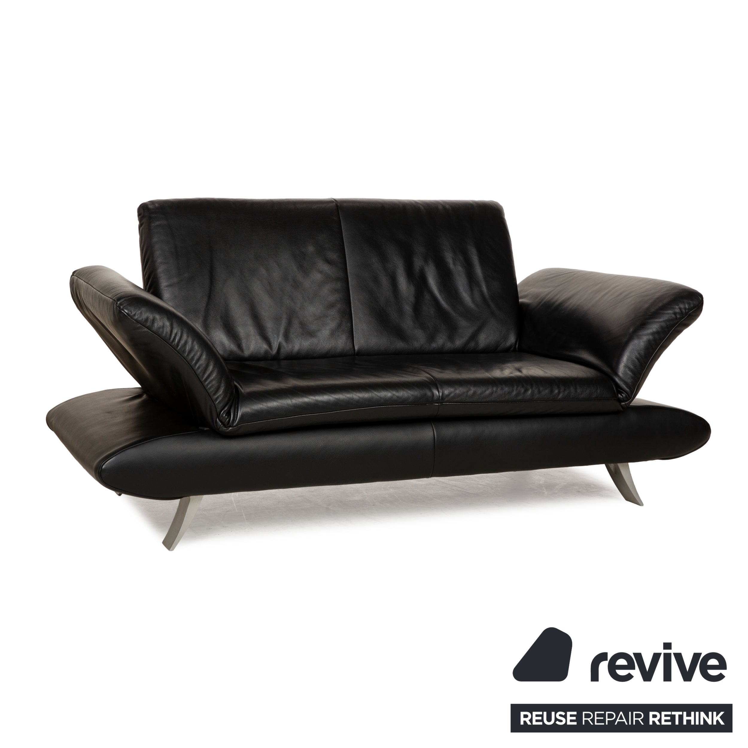 Koinor Rossini Leather Sofa Set Black Two-Seater Couch Function