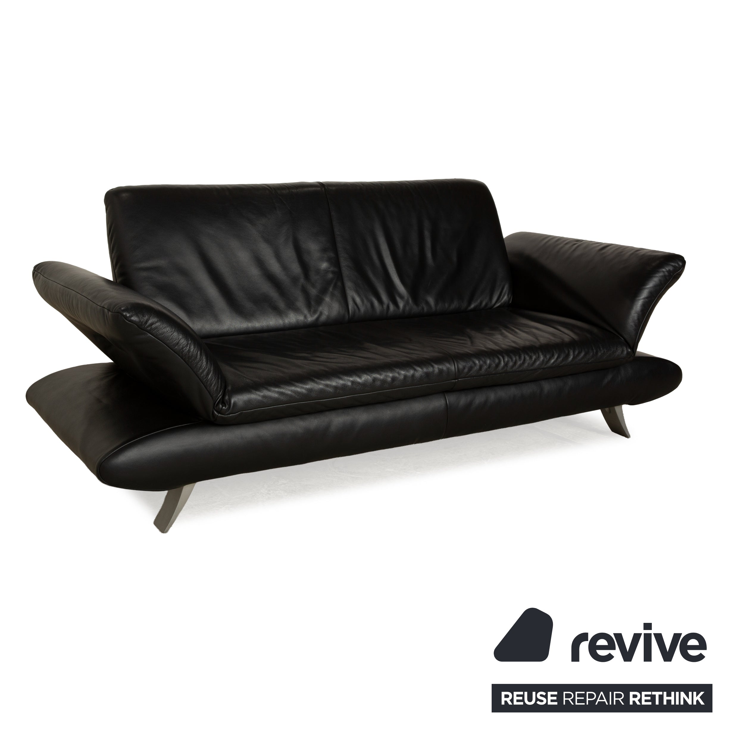 Koinor Rossini Leather Sofa Set Black Two-Seater Couch Function