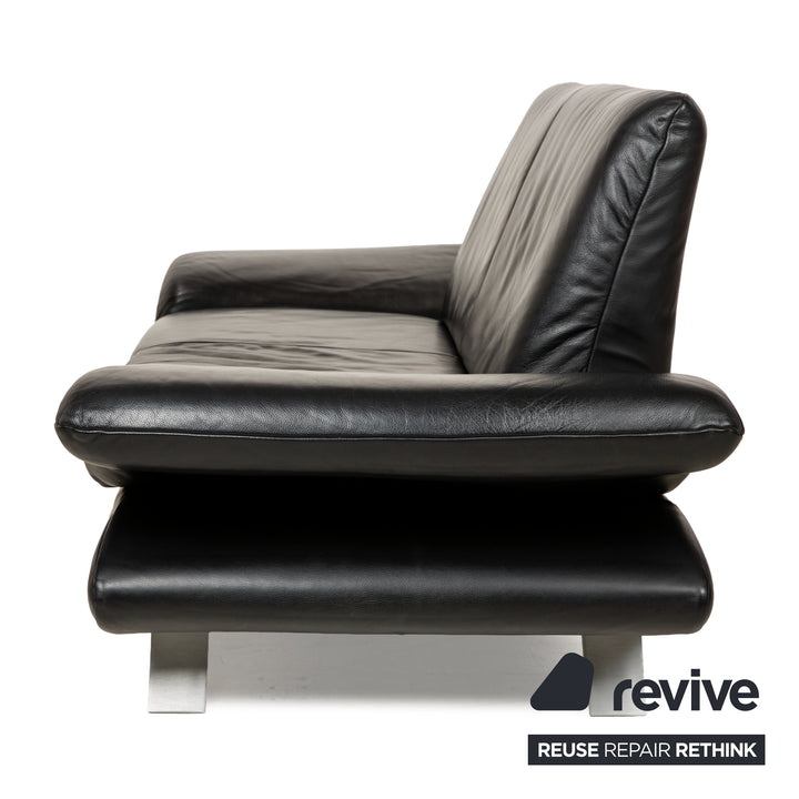 Koinor Rossini Leather Sofa Set Black Two-Seater Couch Function