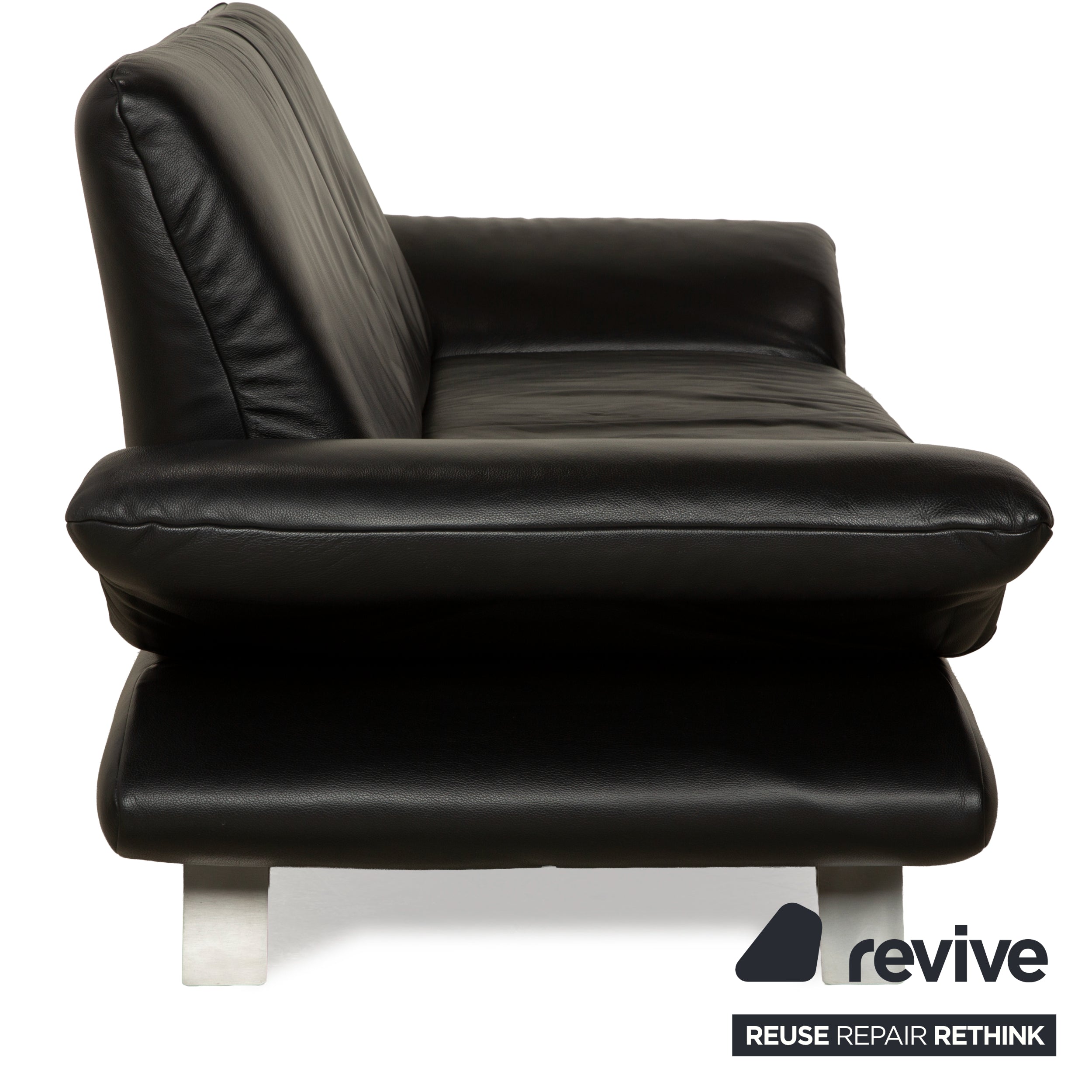 Koinor Rossini Leather Sofa Set Black Two-Seater Couch Function