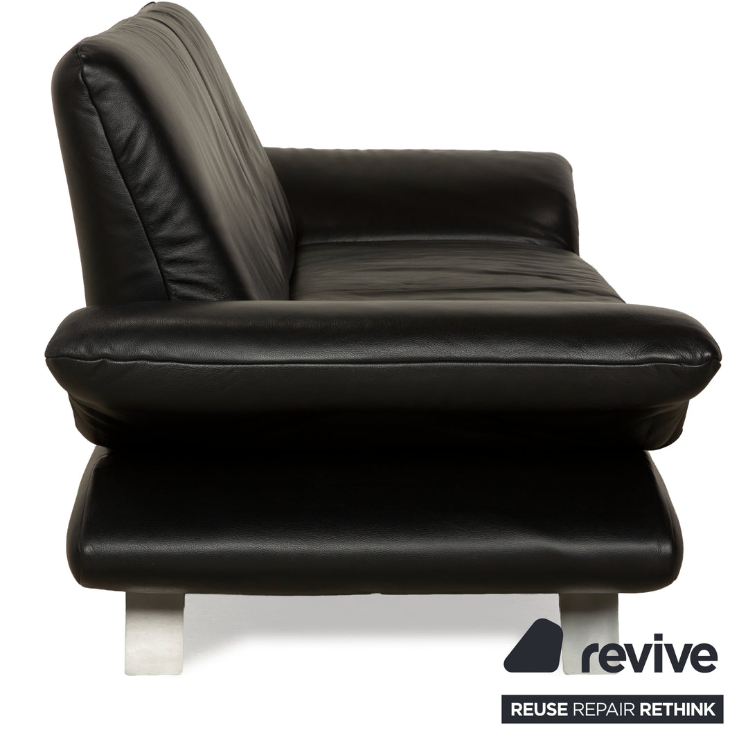 Koinor Rossini Leather Sofa Set Black Two-Seater Couch Function