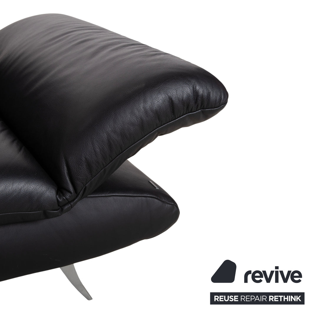 Koinor Rossini Black Leather Sofa Two-Seater Manual Function