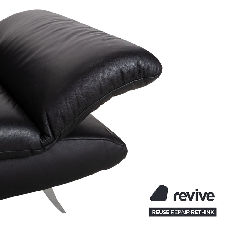 Koinor Rossini Black Leather Sofa Two-Seater Manual Function