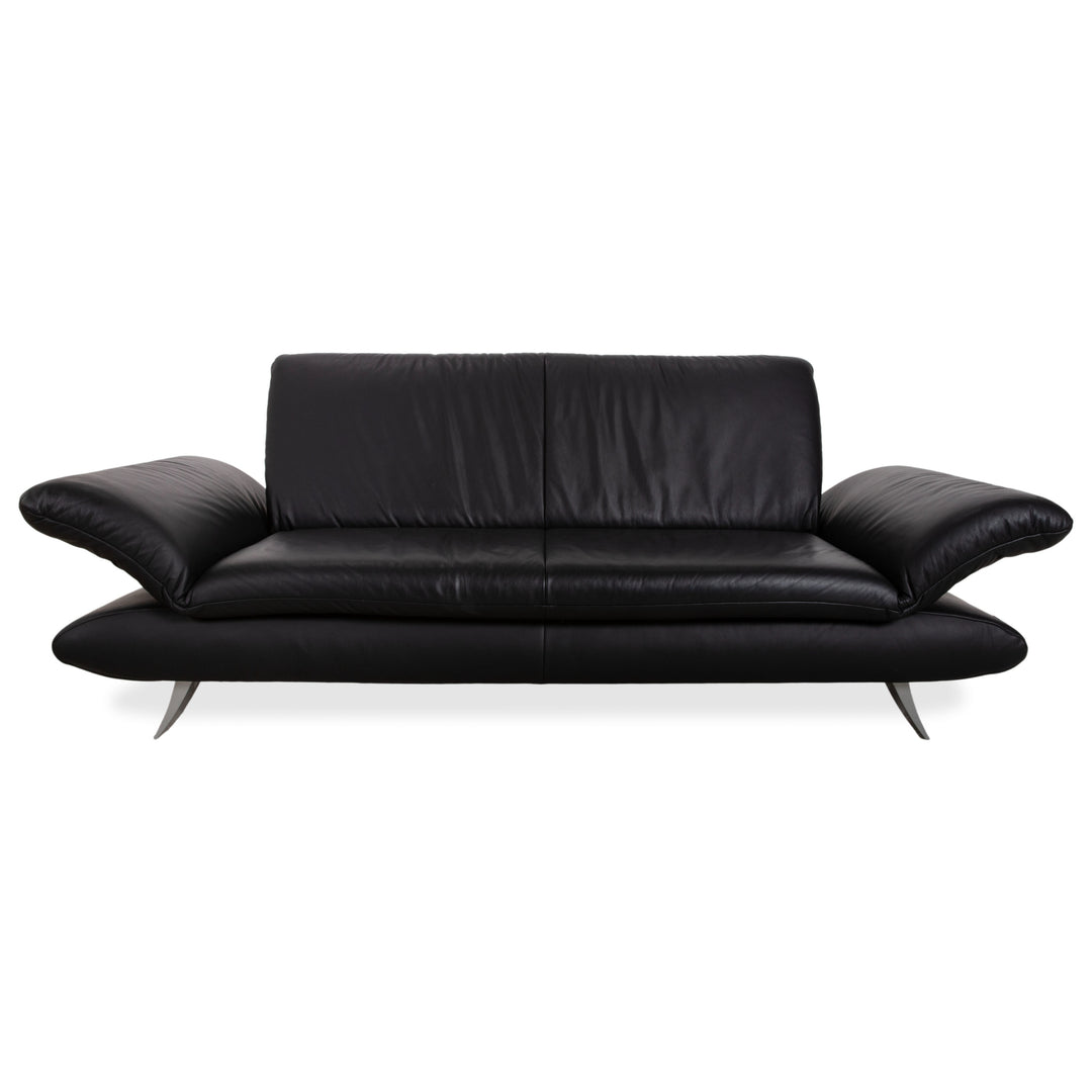 Koinor Rossini Black Leather Sofa Two-Seater Manual Function