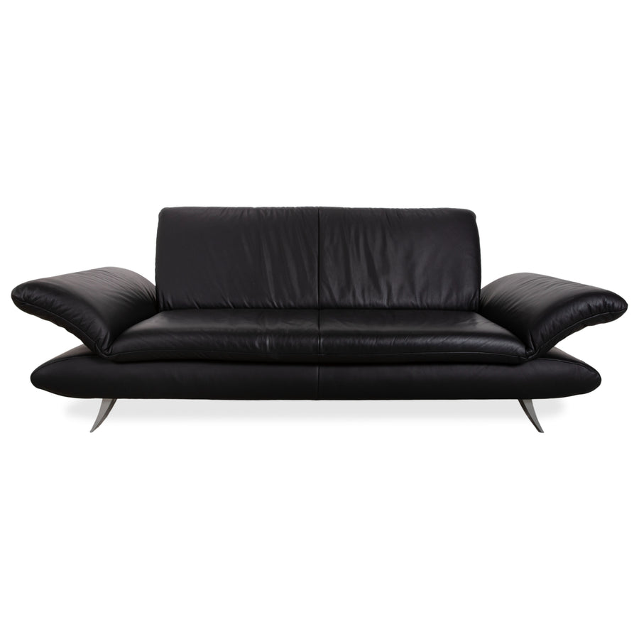 Koinor Rossini Black Leather Sofa Two-Seater Manual Function