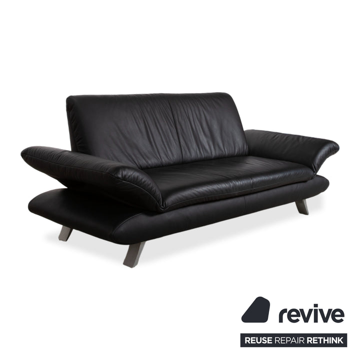 Koinor Rossini Black Leather Sofa Two-Seater Manual Function