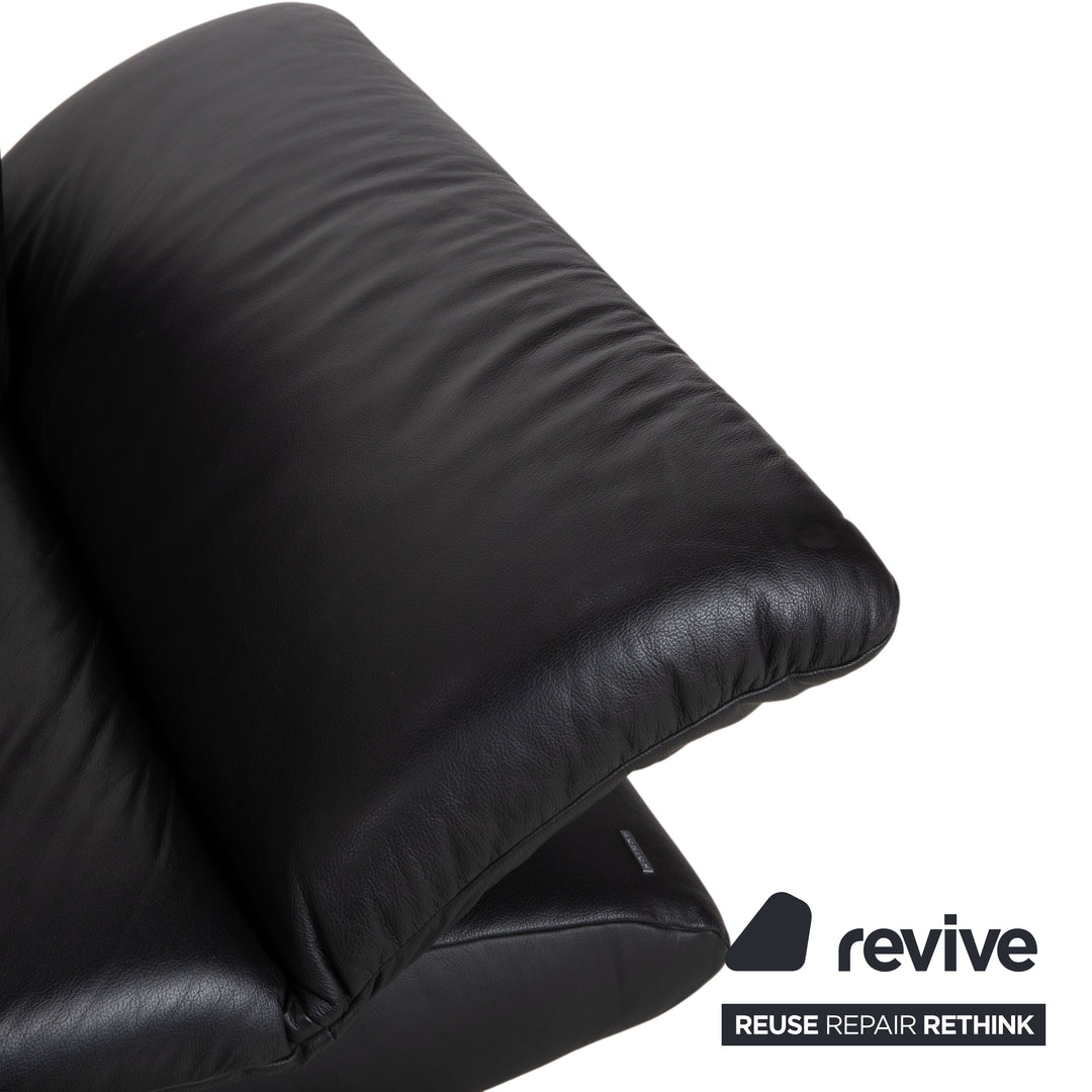 Koinor Rossini Black Leather Sofa Two-Seater Manual Function